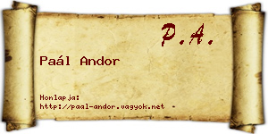 Paál Andor névjegykártya